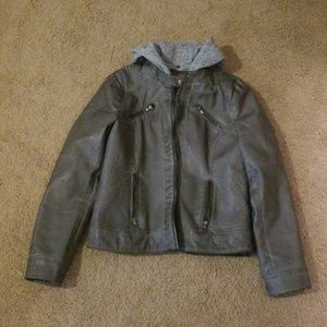 Gray faux leather jacket/// SOLD
